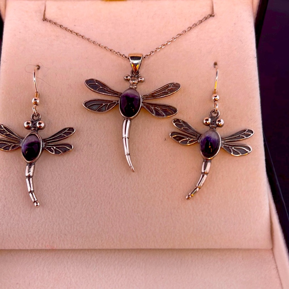 Blue John fluorite necklace and earrings